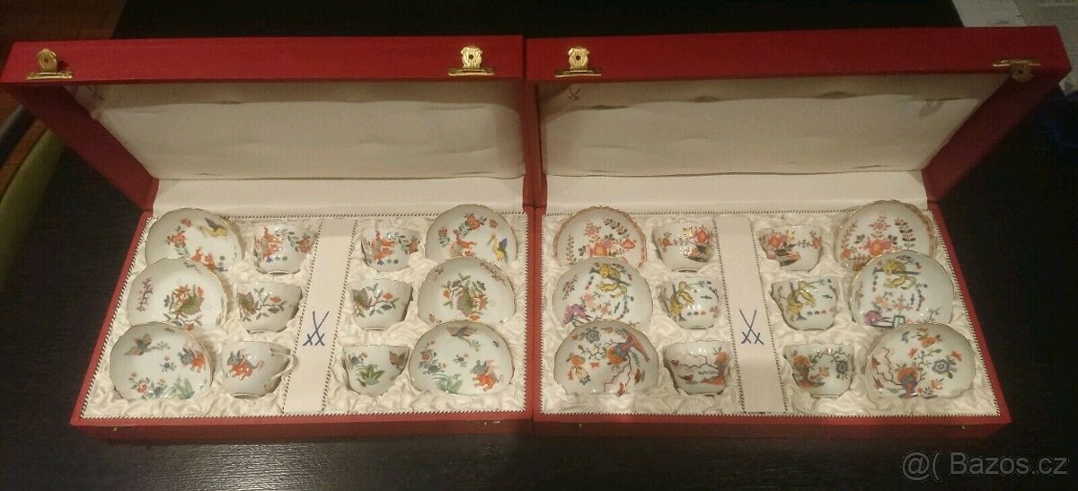 12 šálků na espresso MEISSEN ve 2 originálních pouzdrech