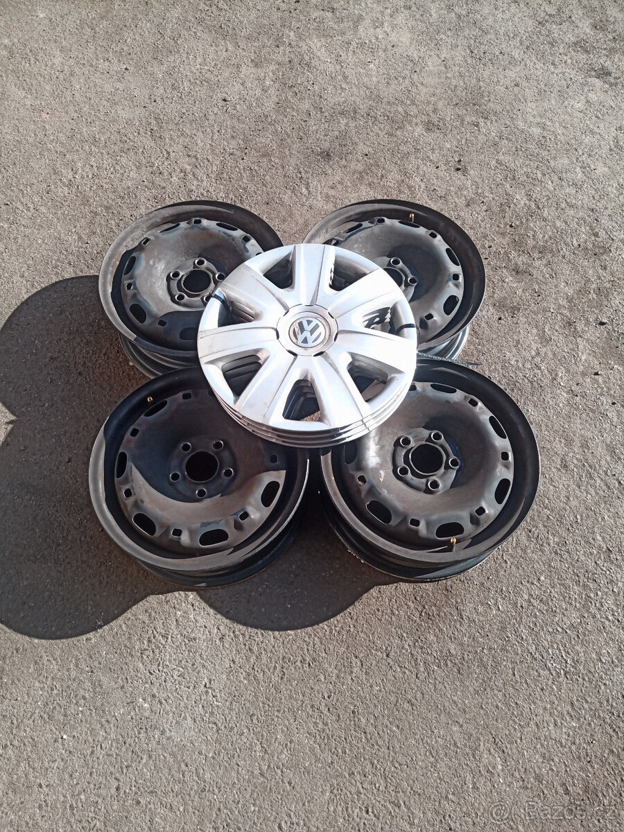 Plechové disky Volkswagen Polo + Poklice 5x100r14