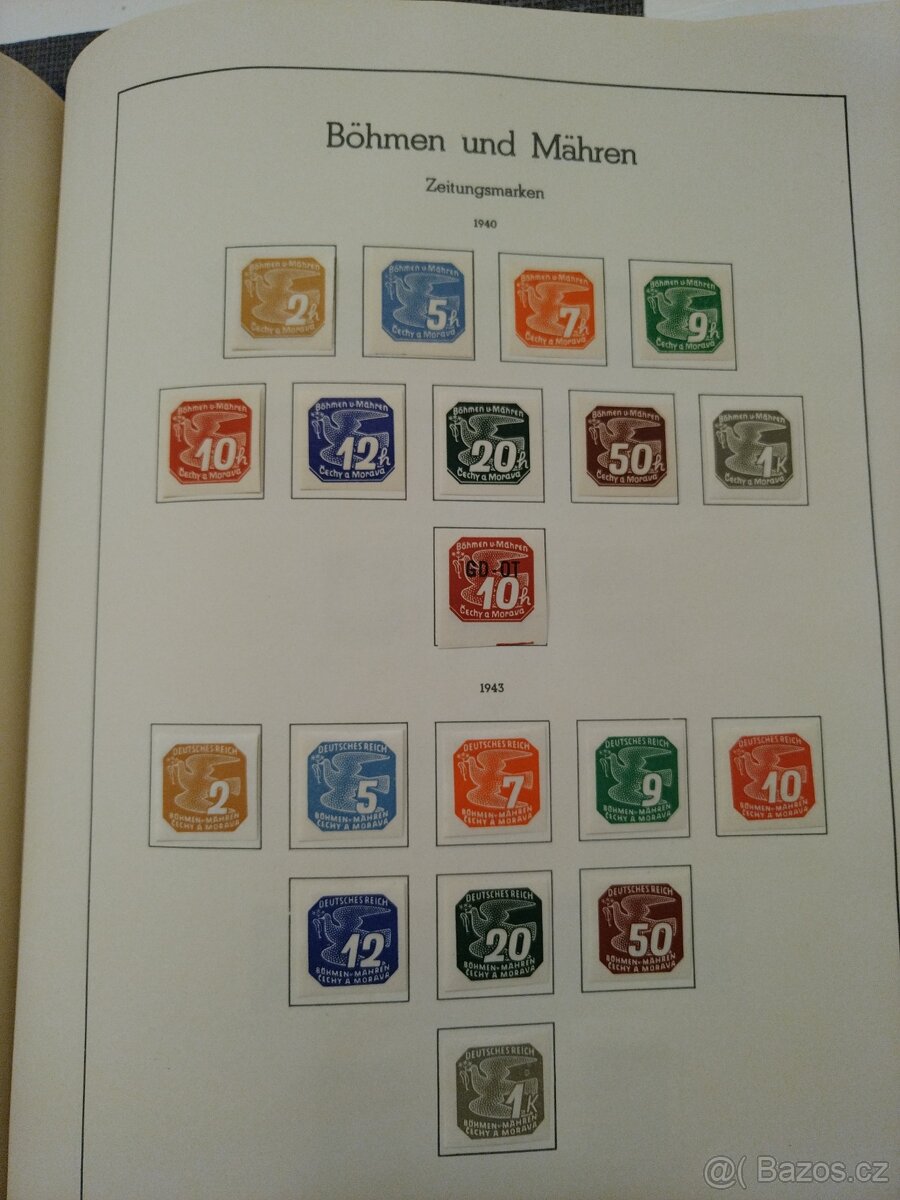 Postovni znamky z roku 1939, 40,41, 42,43.