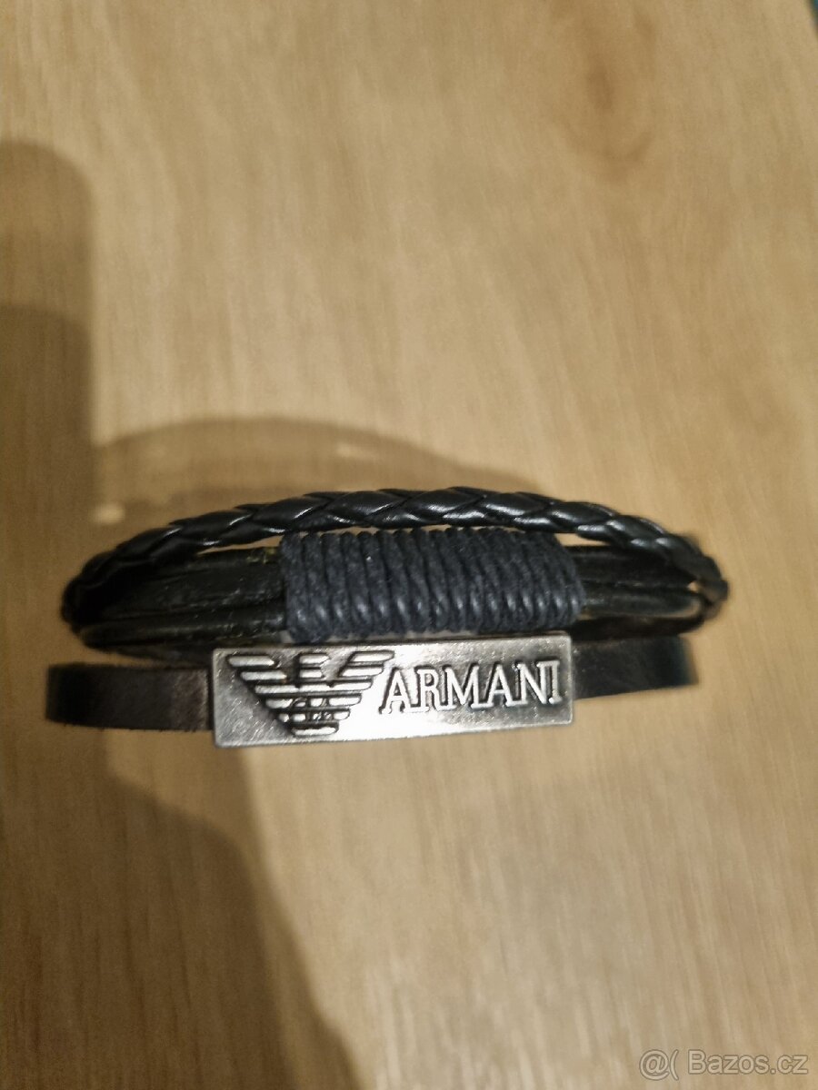 Armani pánský i unisex kožený náramek  pravá kůže