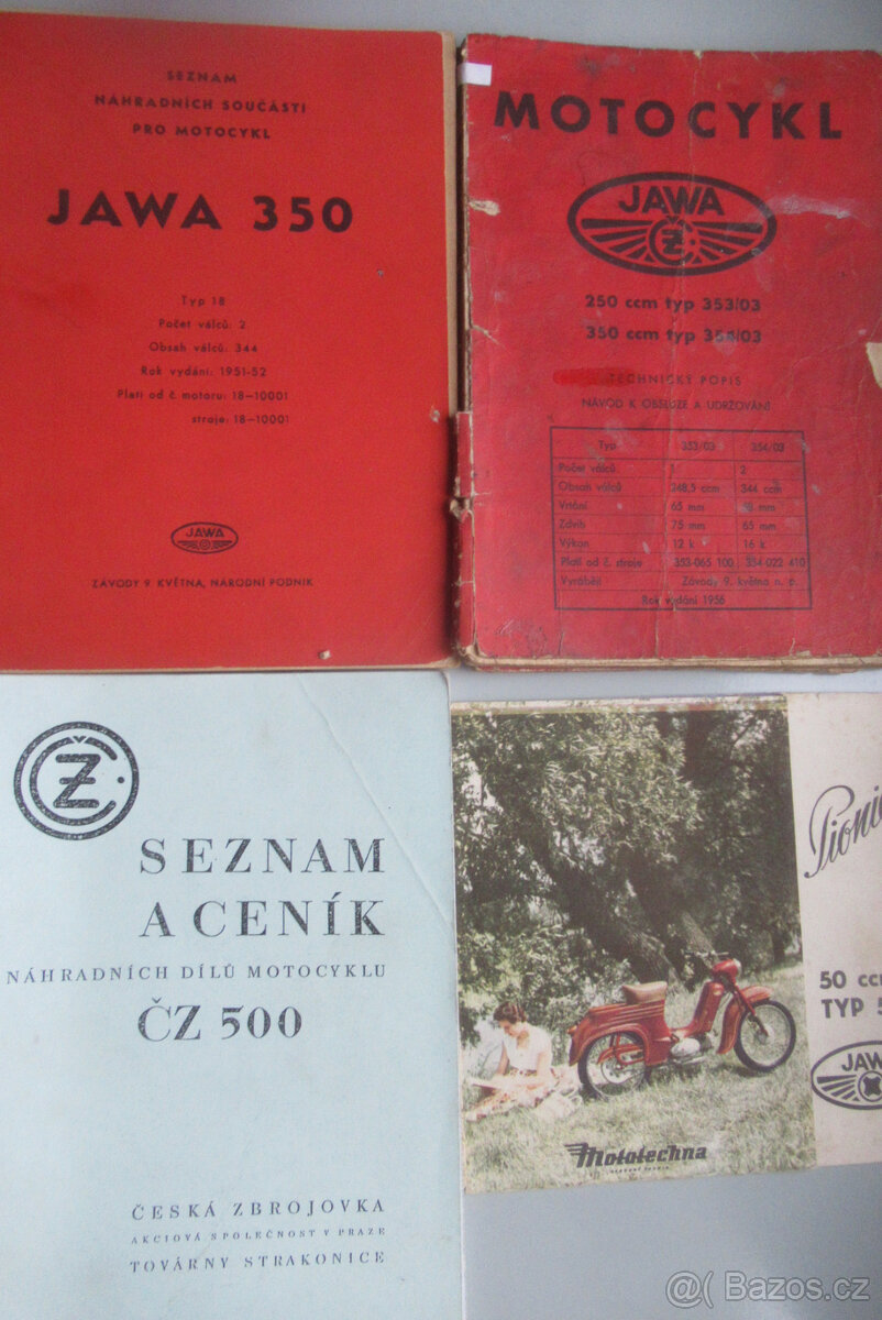 Manuály od motocyklů jawa čz junák pionýr jawa 50 manet 90