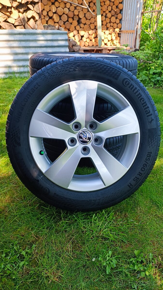 Alu Škoda Fabia 3, 5x100 R15 s pneu 185/60 R15, DOT 0724
