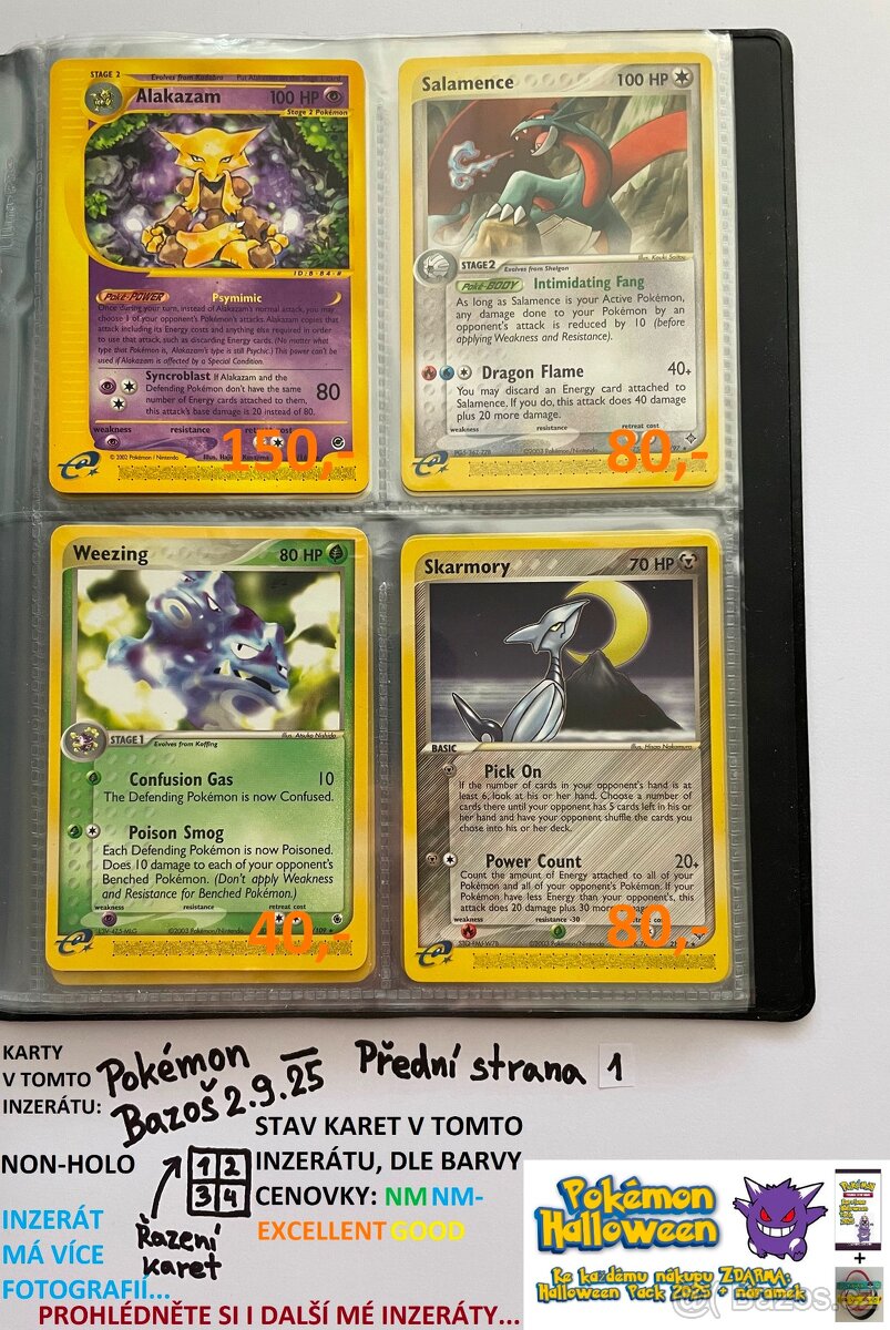 Kusové karty TCG Pokémon STARÉ PŘES 20LET (ORIGINÁL)