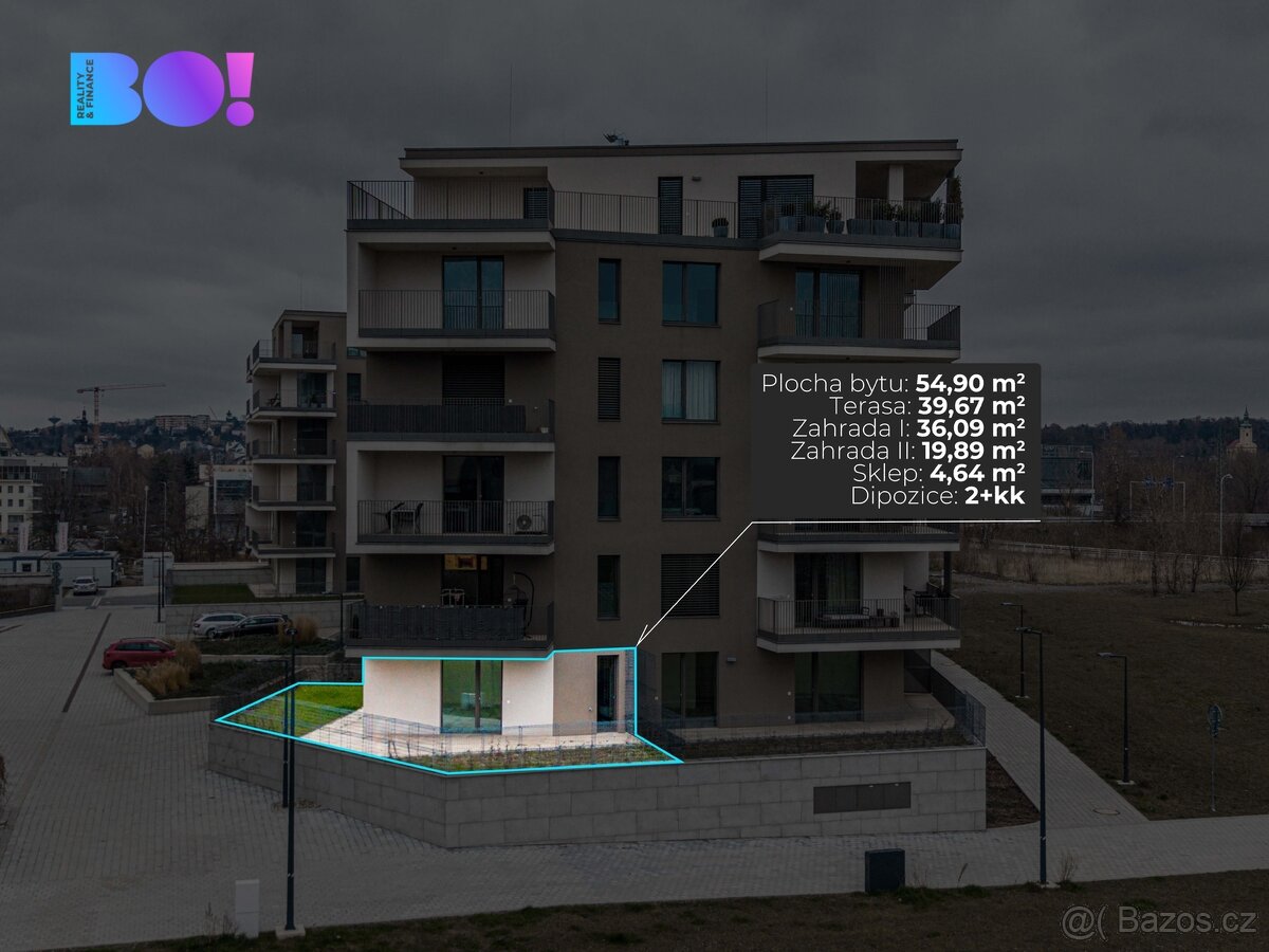 Pronájem bytu 2+kk, 54 m² s parkovacím místem, terasou a zah