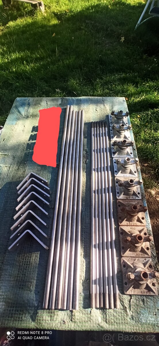 Tyče kruhové nerez, spojovací úhelníky, matice s kalotovžkou