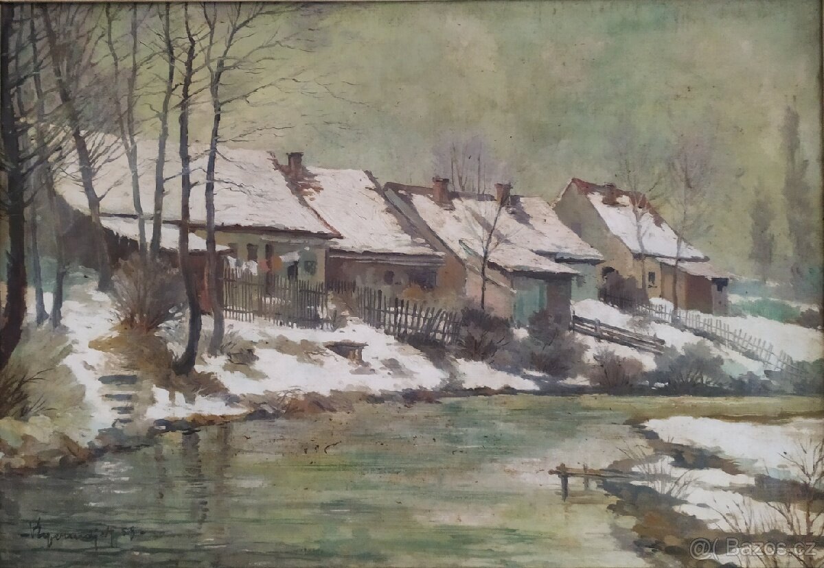 Prodám obraz - Zimní vesnice