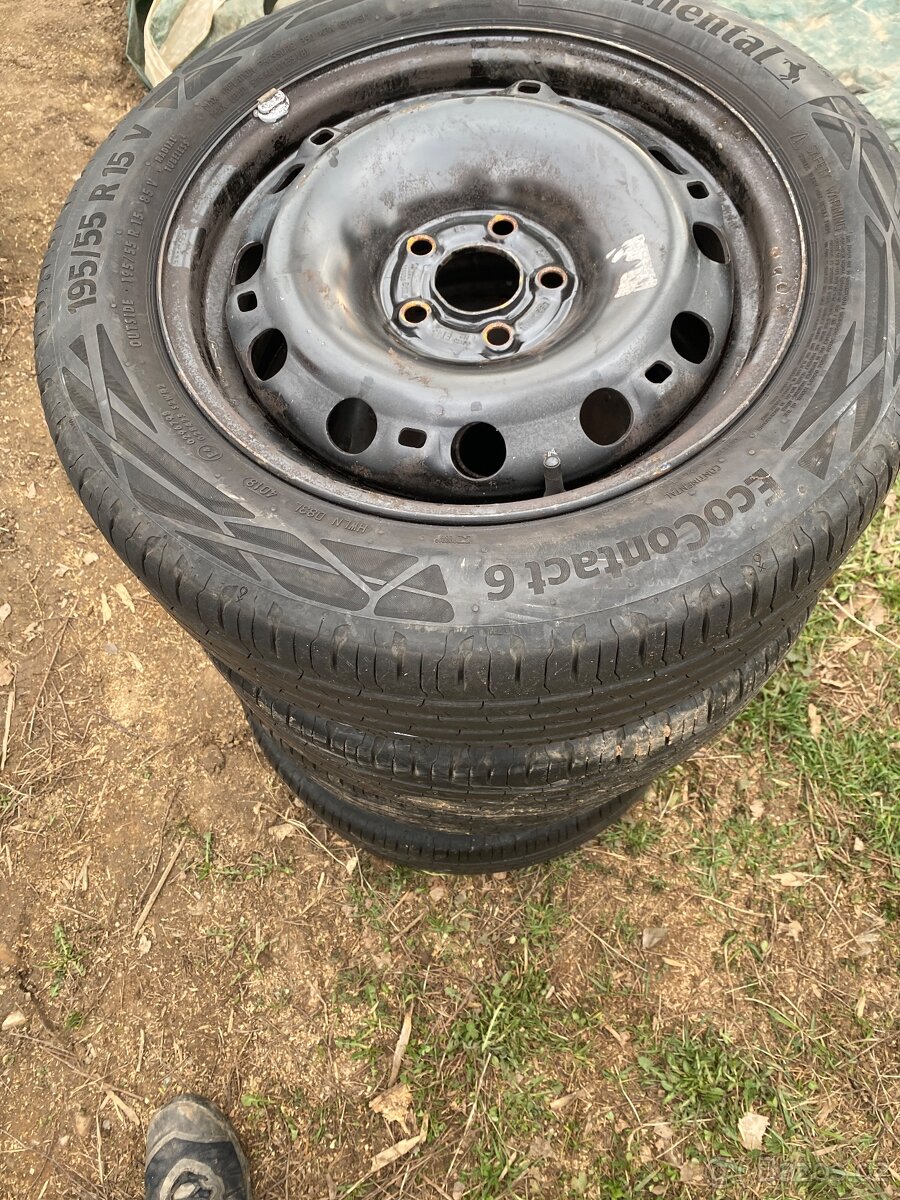 Plechové disky 15” 5x100 a letní pneu 195/55/R15