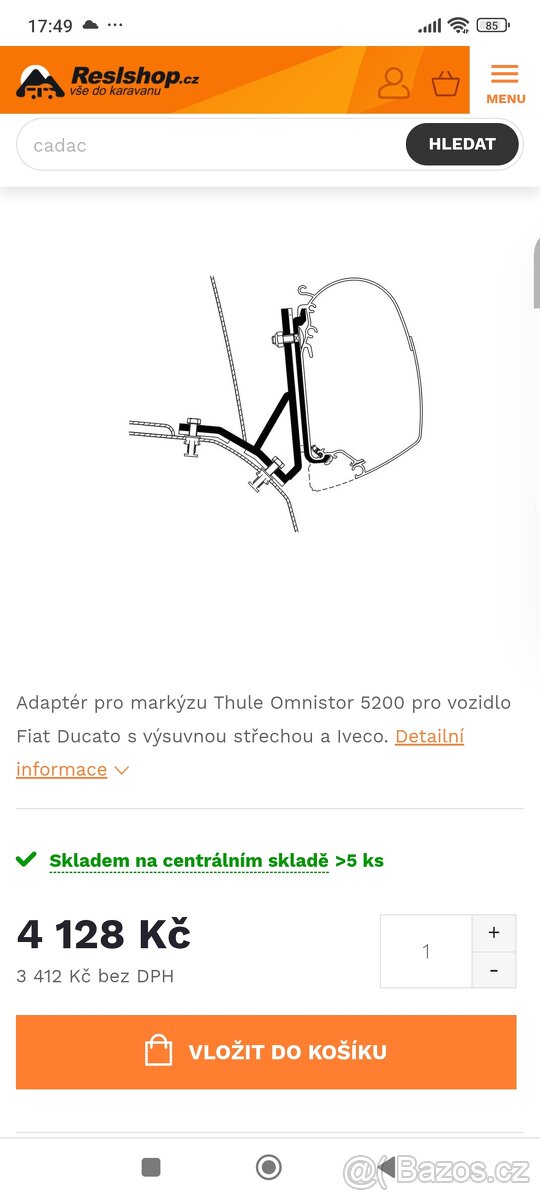Adaptér markýzy Thule Fiat