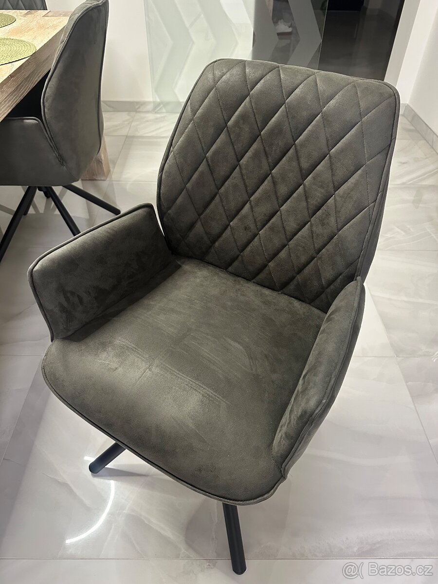 Prodám 6ks jídelních židlí. Antracit. Čalouněné.