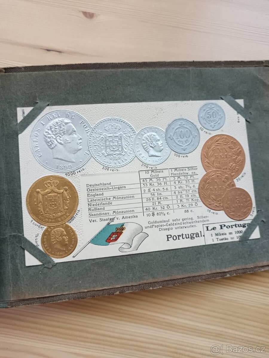 Peníze všech Zemí světa 37 Pohlednic s Mincemi z celého svět