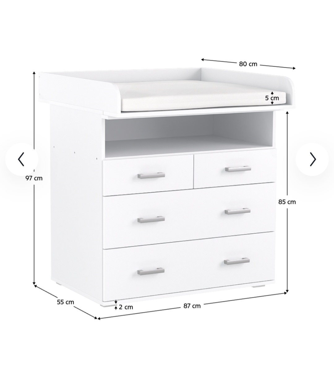 Komoda s přebalovacím pultem