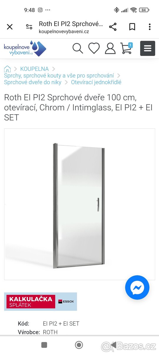 Sprchové dveře 100 cm úplně nové ,zabalené original