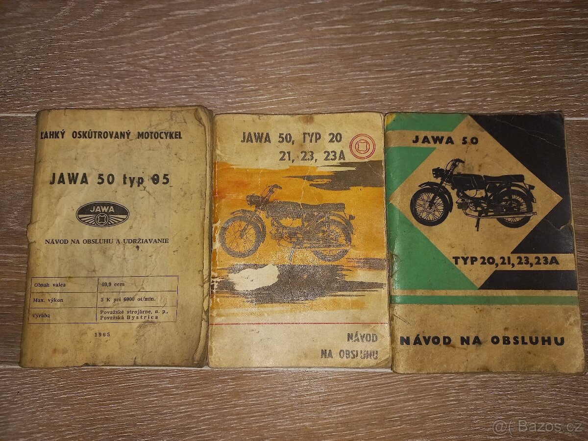 Návody na obsluhu Jawa 50 typ 20,21,23,23A a Jawa 50 typ 05