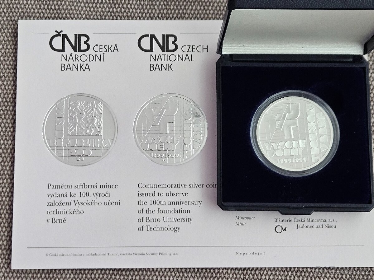 200 Kč 1999 - Vysoké učení technické v Brně / VUT - PROOF