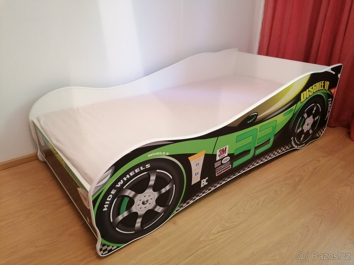 Dětská postel s motivem závodního auta – 160 x 80 cm