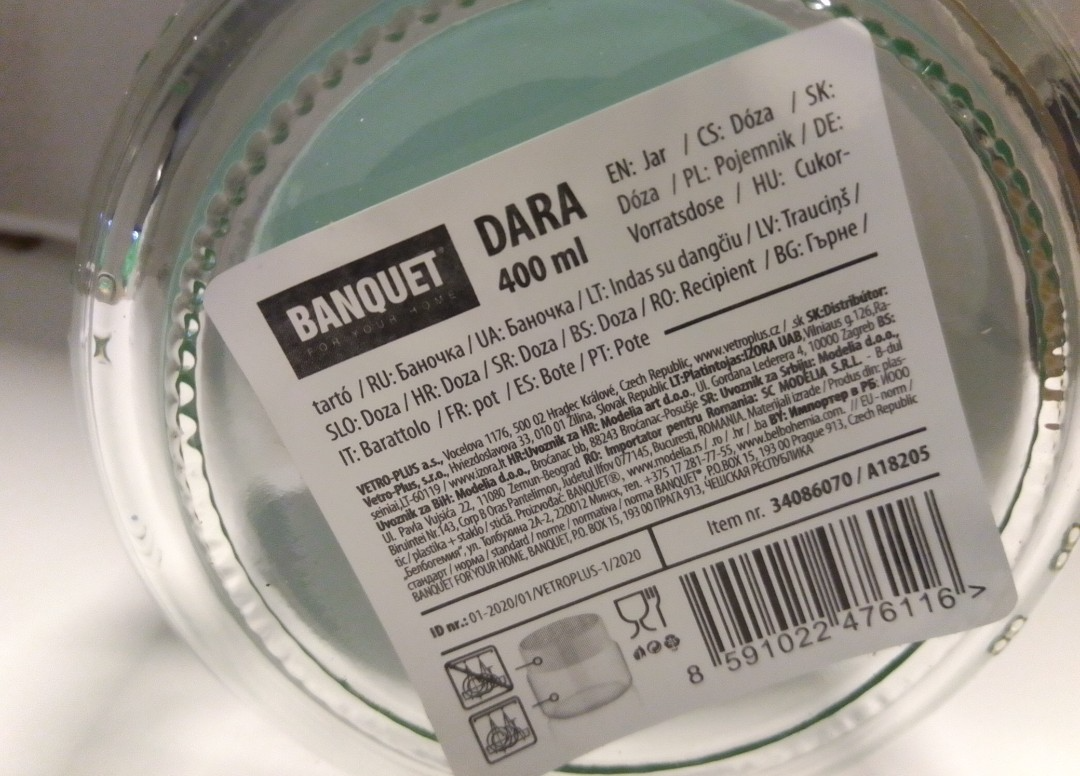 Sada 4ks skleněné dózy BANQUET 400 ml - zavařovací sklenice