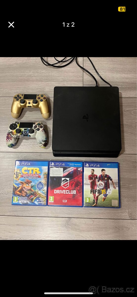 Ps4 slim 500gb 3x hra, 2x ovladac