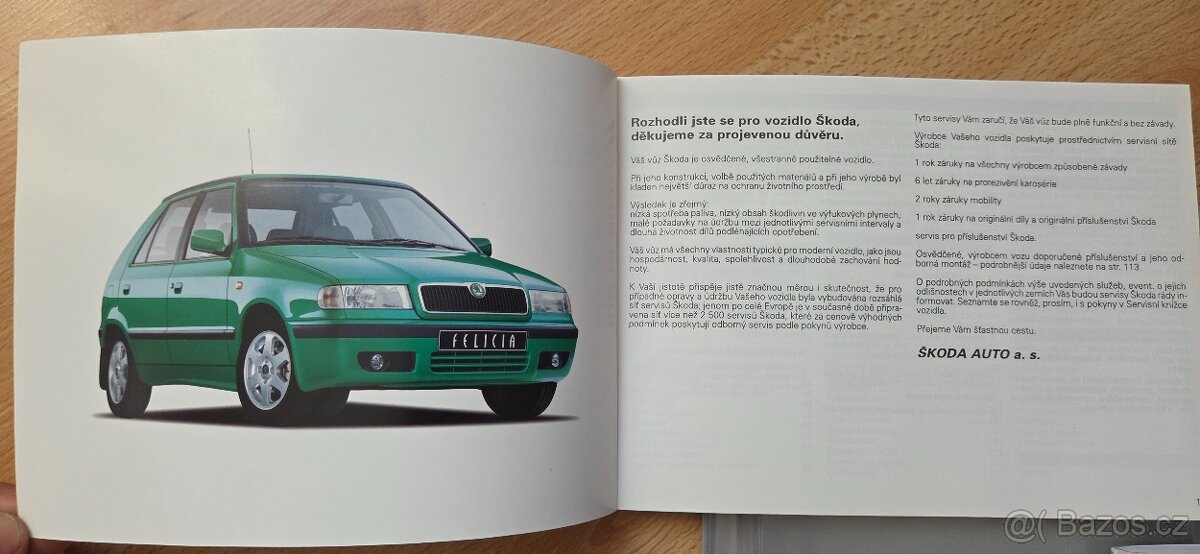 Škoda Felicia - Obal s návody apod.