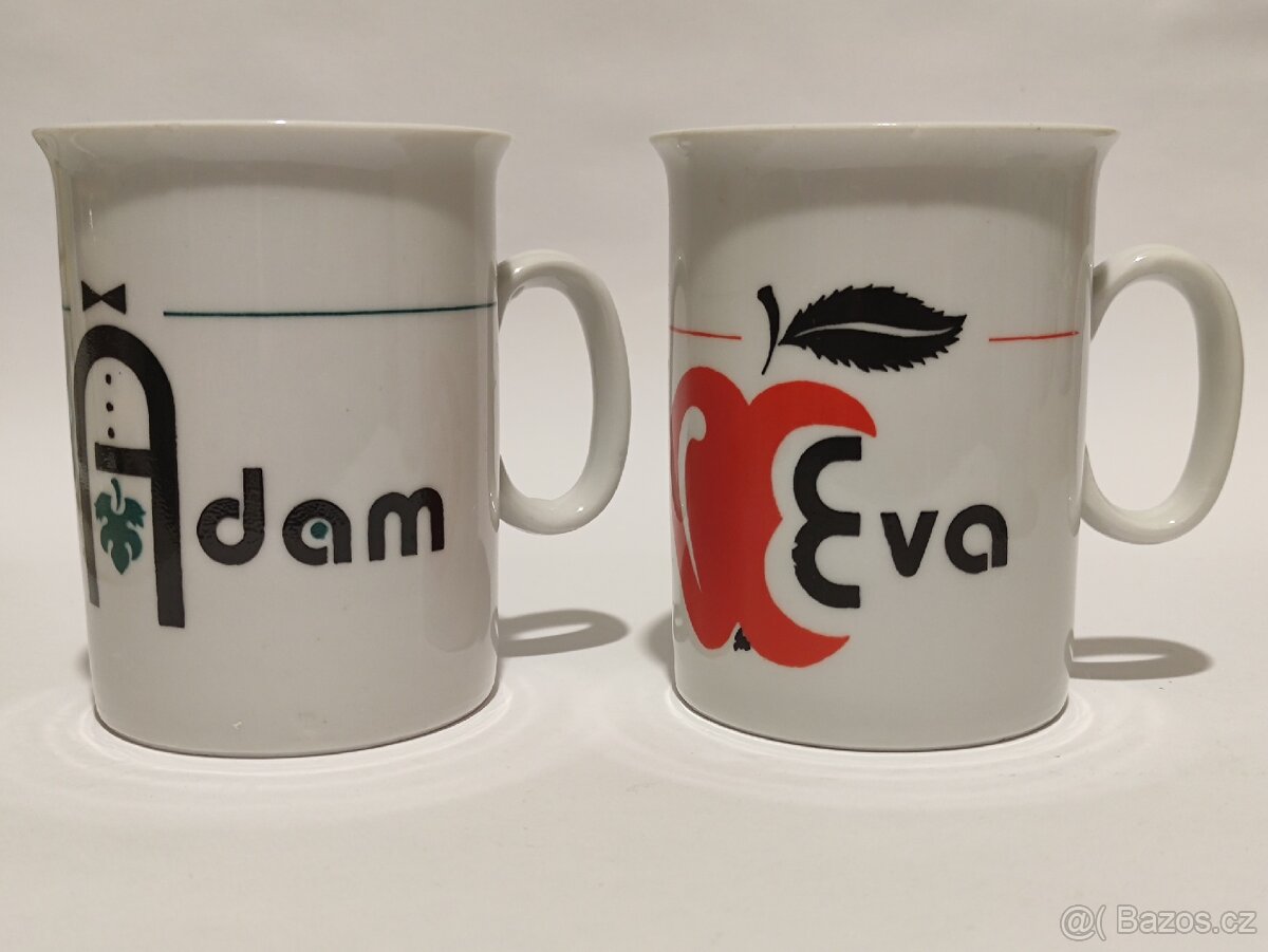 Retro hrnky Adam a Eva, Epiag ČSSR, 120.-/kus, pošta 69.-