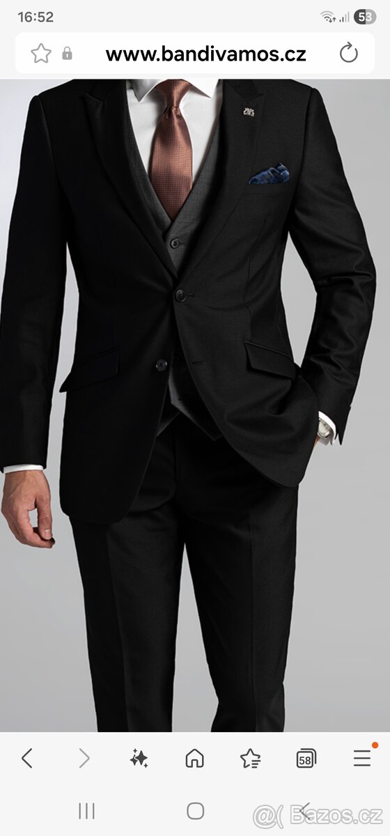 pánský oblek BANDI TAILORED FIT CORNELI nero 46/182