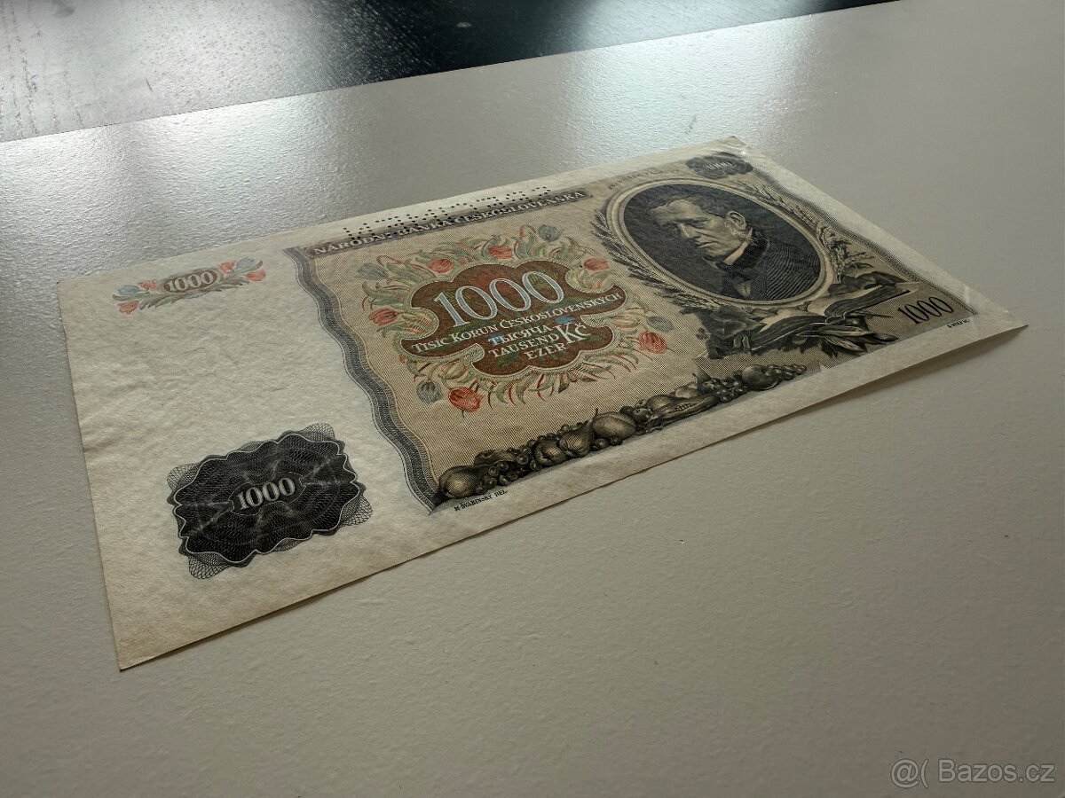 Bankovka 1000 Kčs 1934