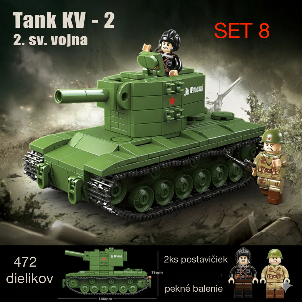 Stavebnice tankov + postavičky - typ lego - nové