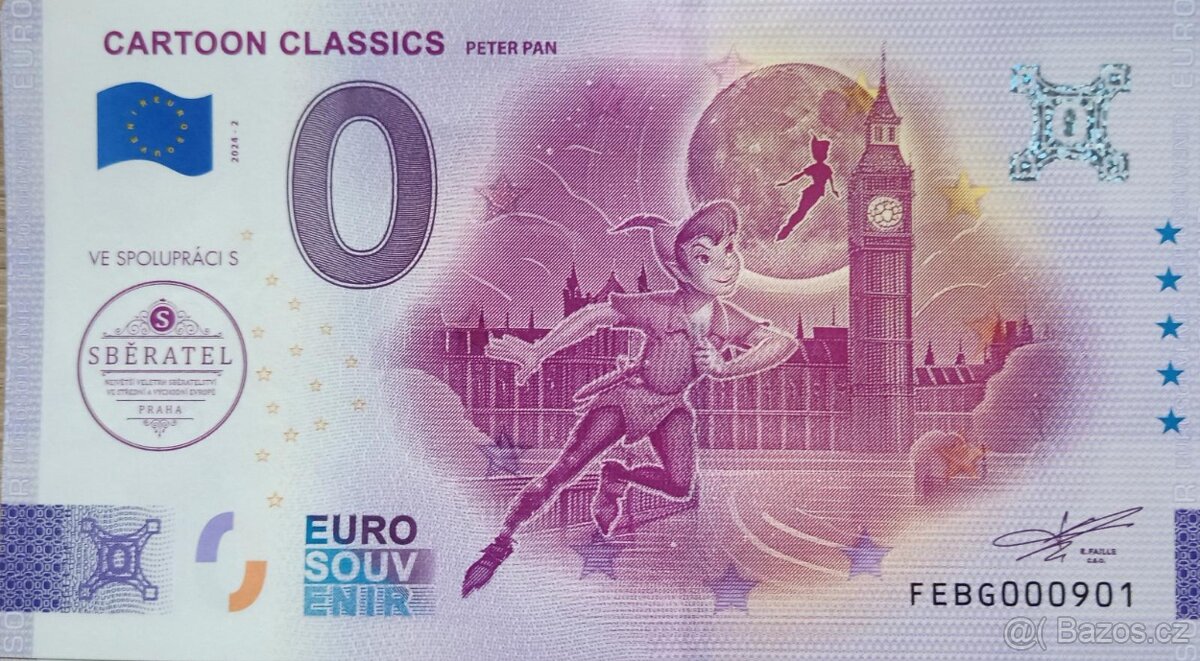 0 Euro Souvenir Petr Pan pouze 1000 ks