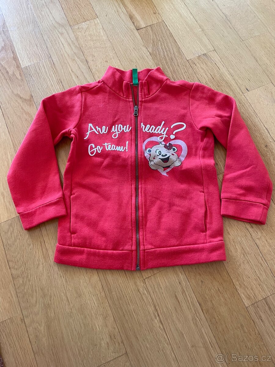 Bavlněná mikina na zip Benetton vel. 104 jako nov