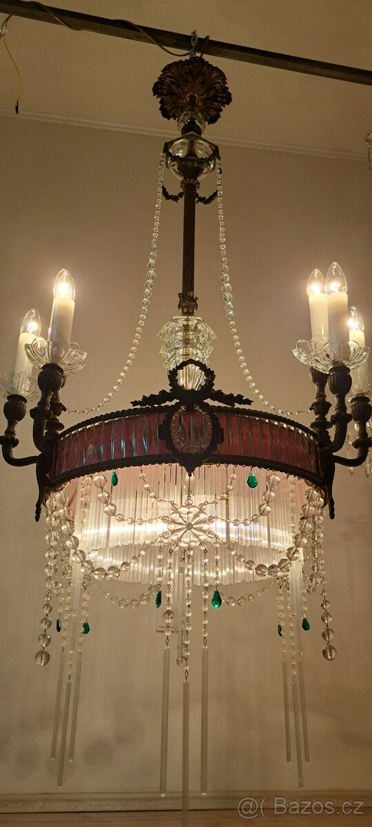 Starožitný velký secesní lustr, secese
