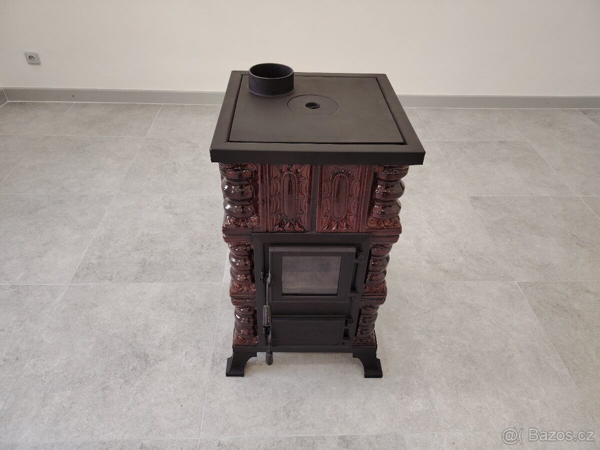 Kachlová kamna Oto s varnou deskou hnědá