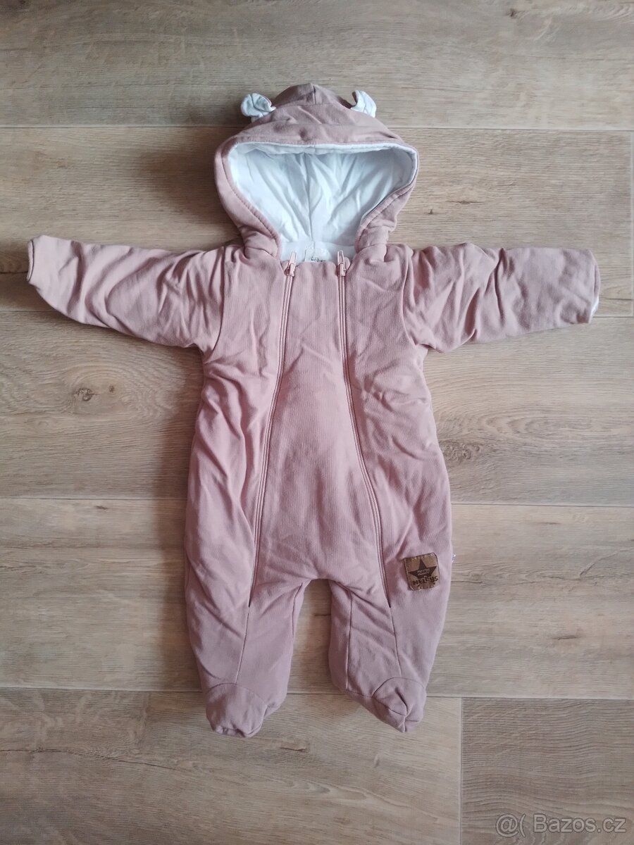 Baby Nellys Kombinéza s dvojitým zapínáním, s kapucí a oušky