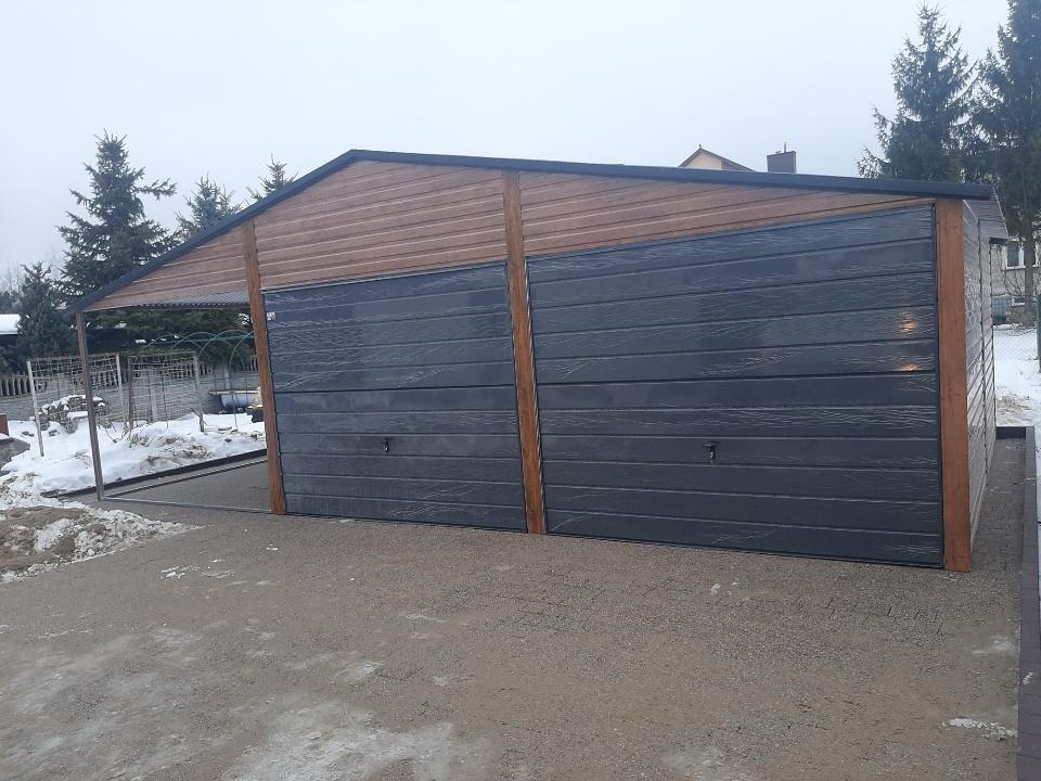 Plechová garáž 6+3m x 5m.