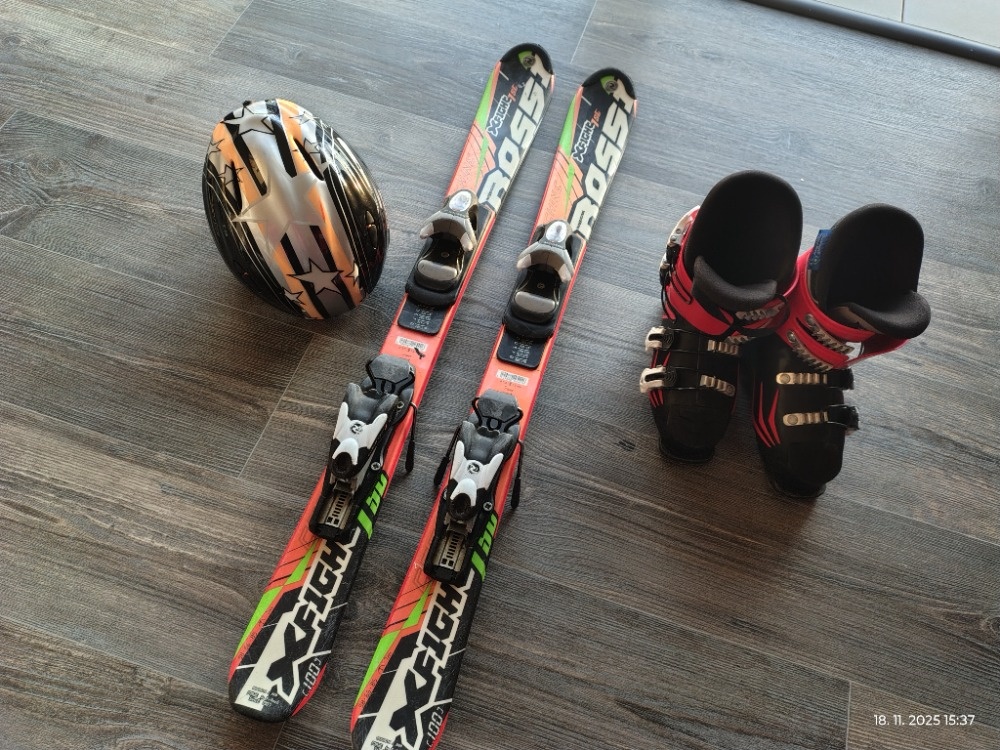 Dětské lyže Rossignol Xfigt, 100cm, + lyžáky a helma