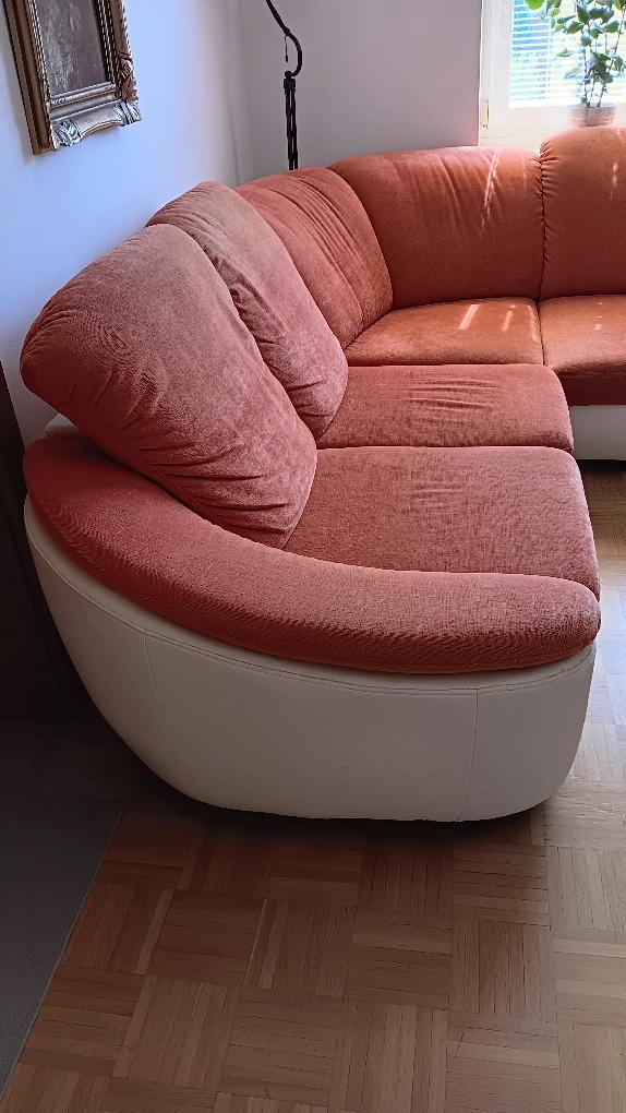 Rohová sedací souprava s nano potahem,oranžová barva