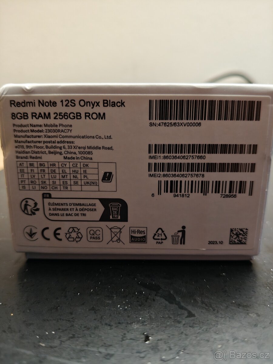 REDMI  NOTE 12S Onyx Black 8GB RAM 256GB ROM