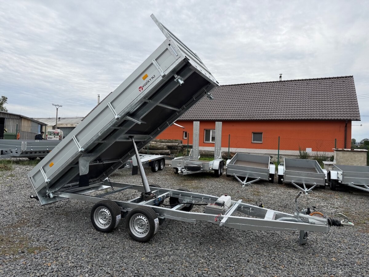 Přívěsný vozík 354x185cm,hydraulicky sklopný 3-strany,3500kg