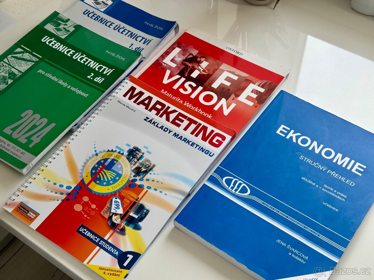 Učebnice SŠ (účetnictví, marketing, ekonomie, angličtina)