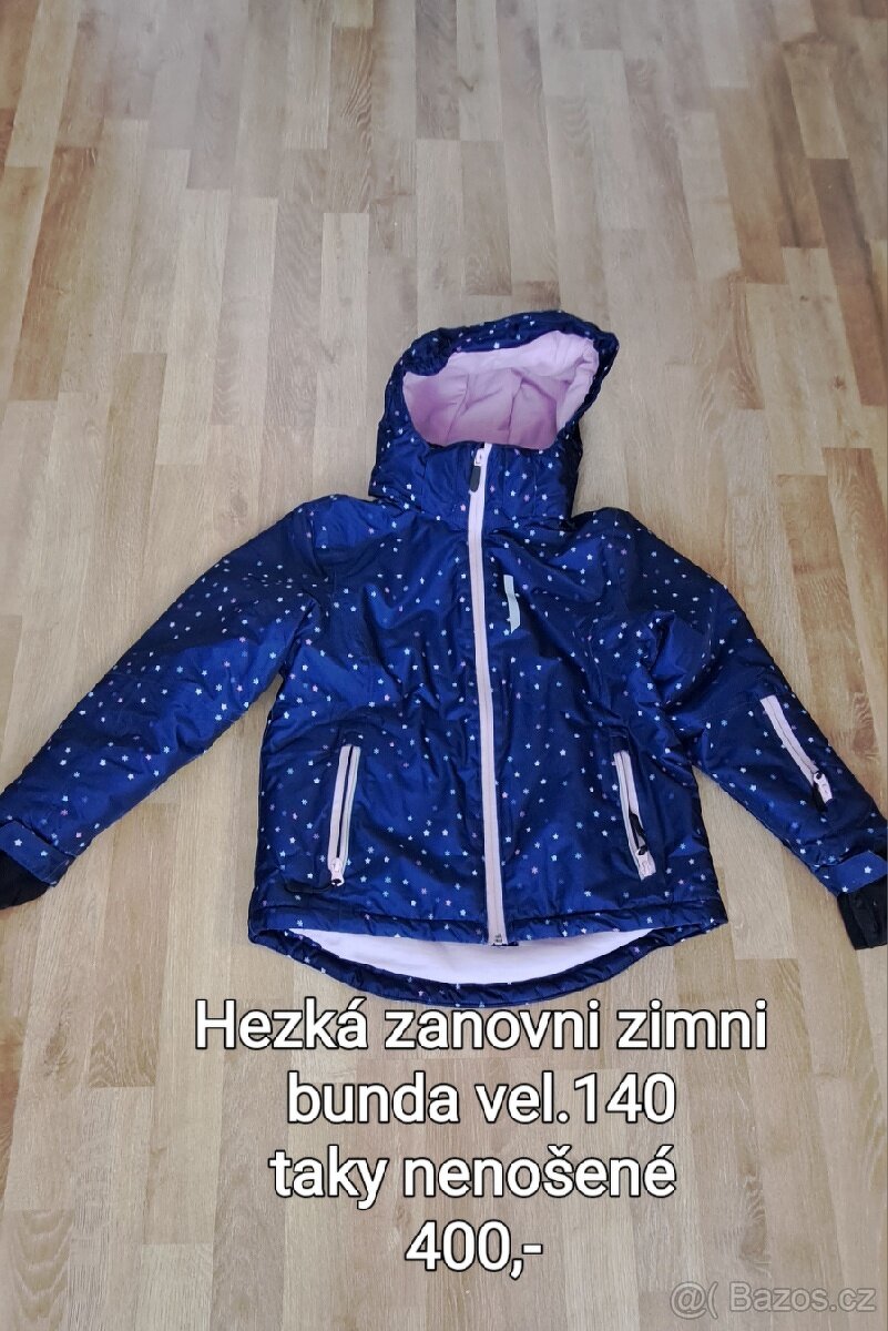 Dívčí zimní bunda ,vodeodpudiva.vel.140