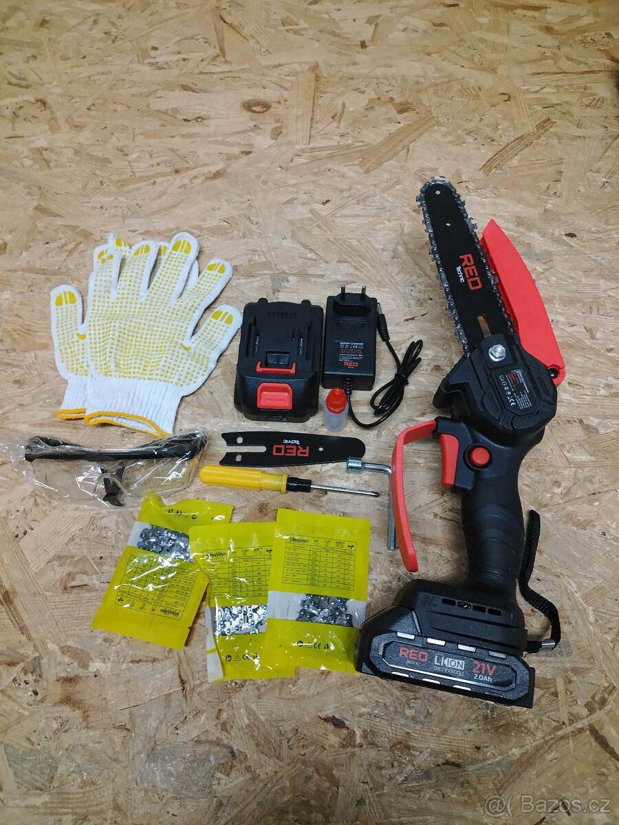 Akumulátorová řetězová pila 4" a 6" 21V +2x bat.