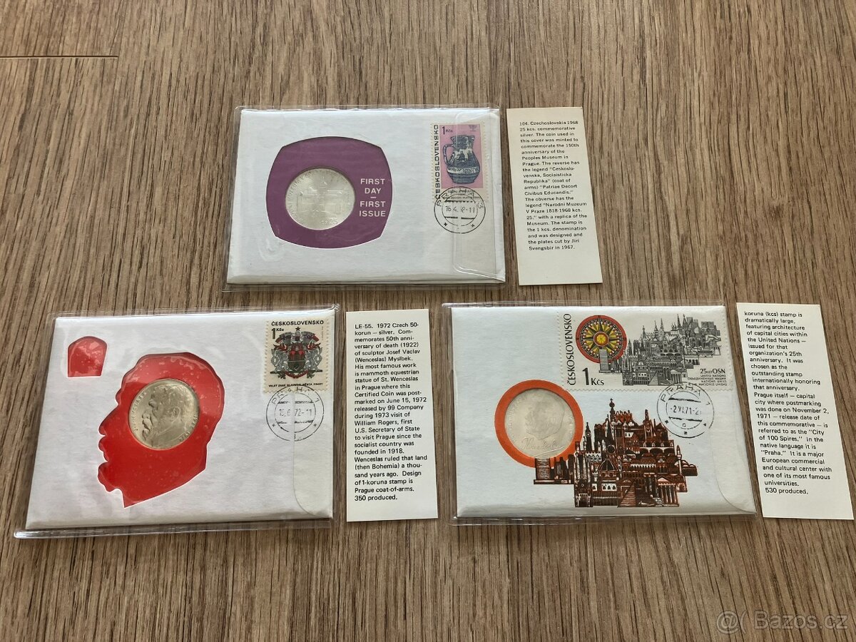 Numismatické mincovní dopisy Československo Slovensko mince