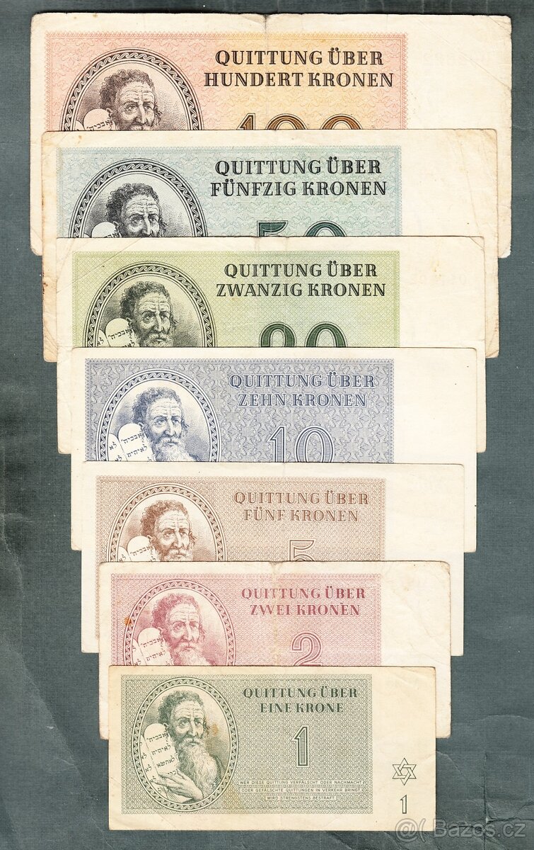 Staré bankovky KOMPLET SESTAVA židovského ghetta TEREZÍN, or