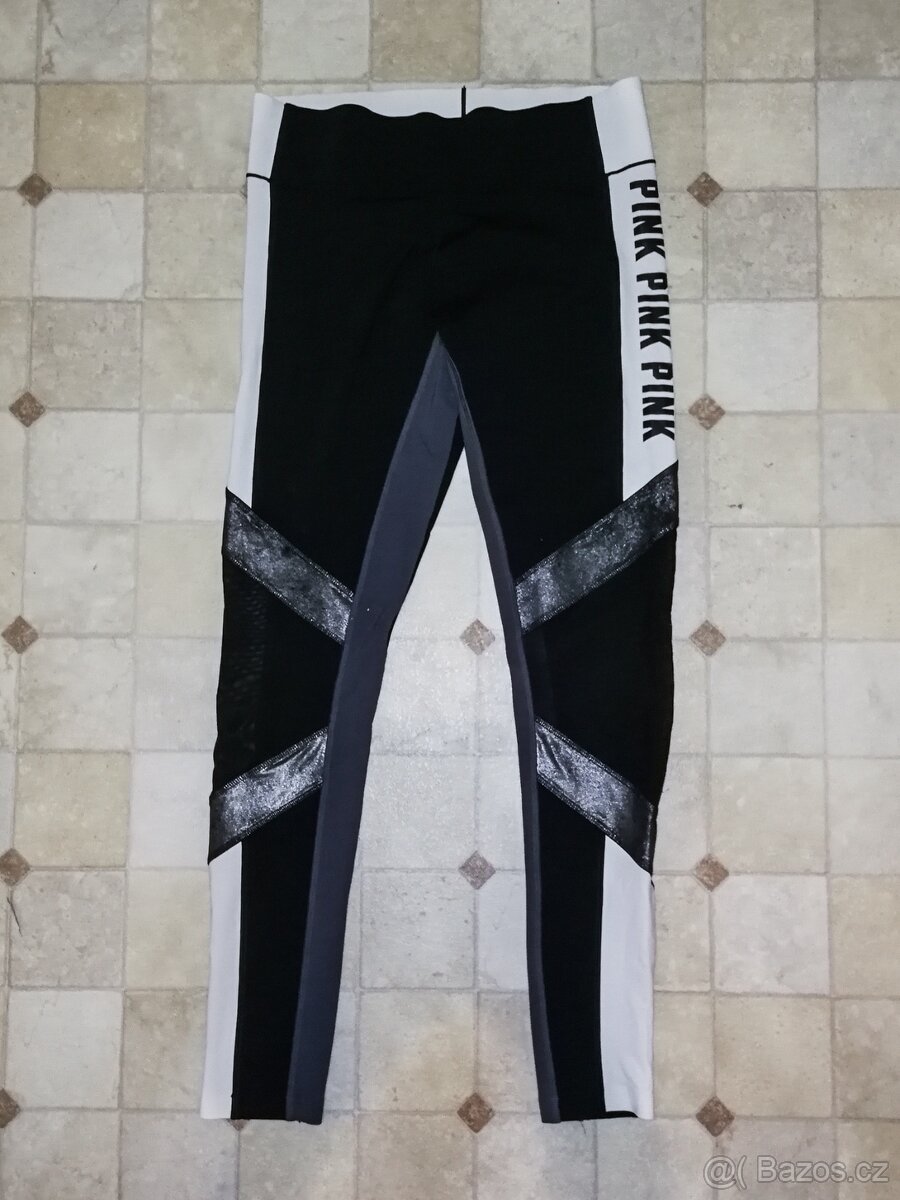 Černo-bílo-šedé legíny Victoria Secret -PINK-vel.S