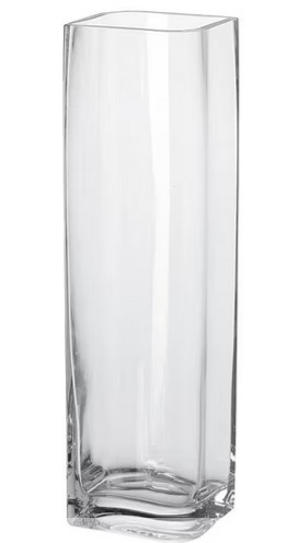 Nová hladká silnostěnná čtvercová váza, čiré sklo