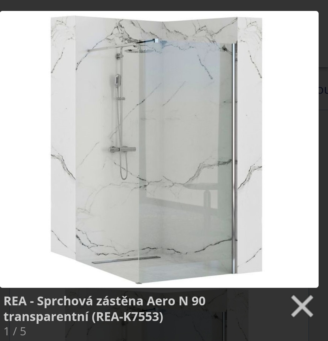 Koupelnová skleněná zástěna Rea 1950x90