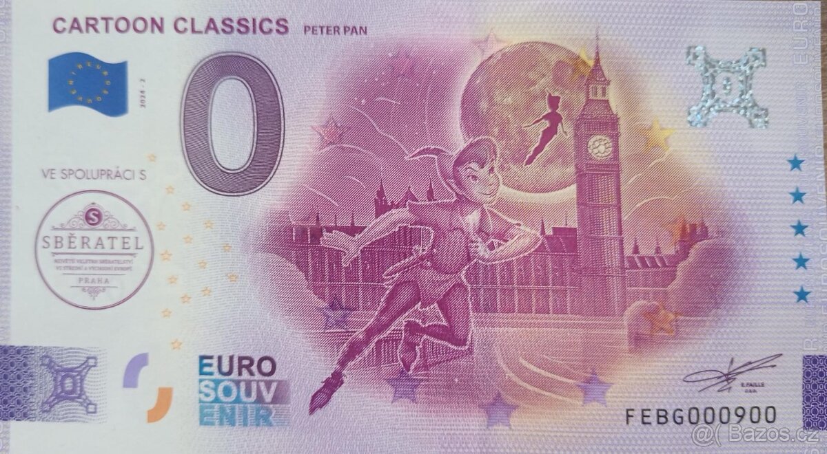 0 Euro Souvenir Petr Pan pouze 1000 ks