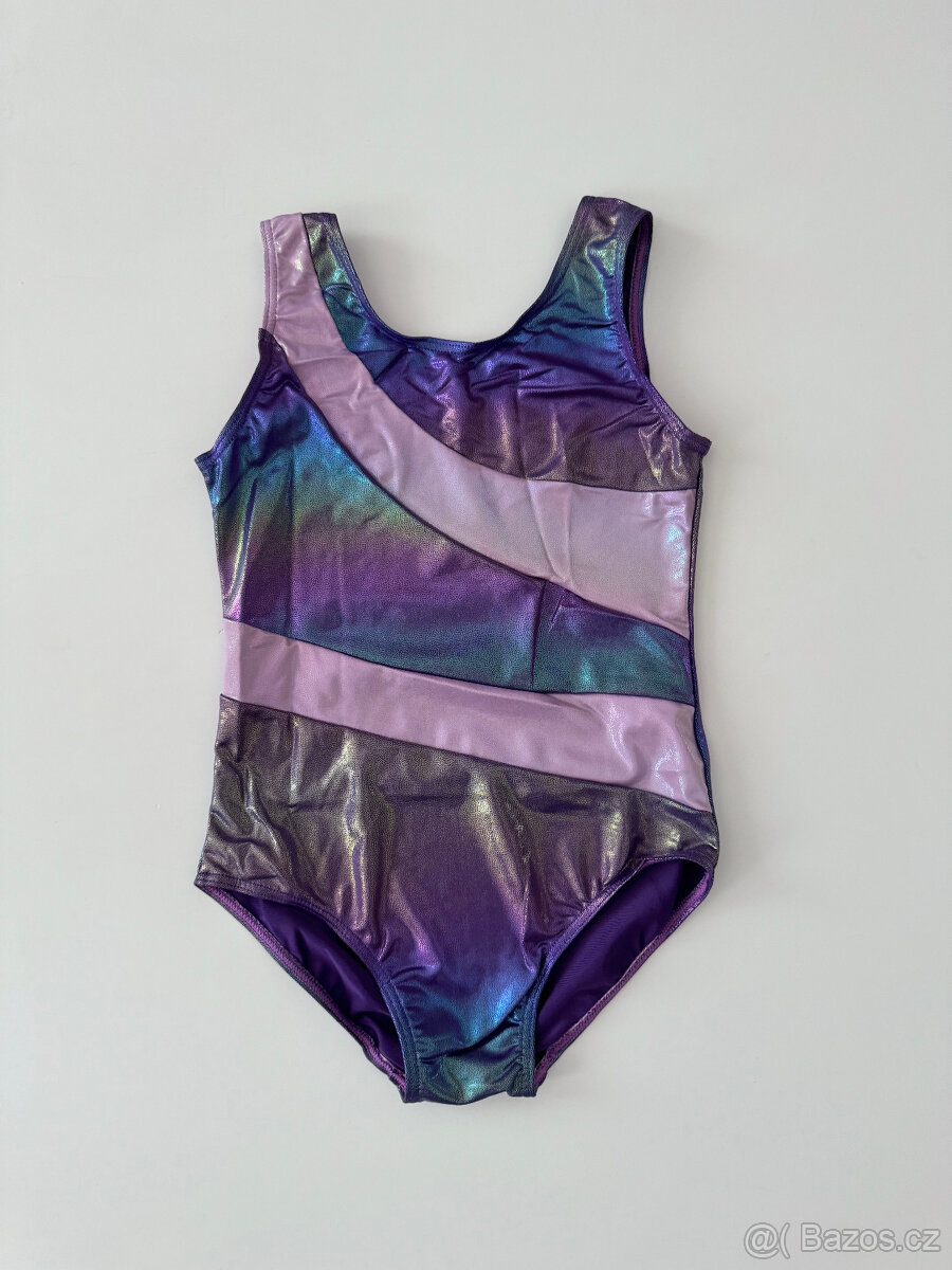 Dětský fialový dres gymnastika balet vel. 7-8 let