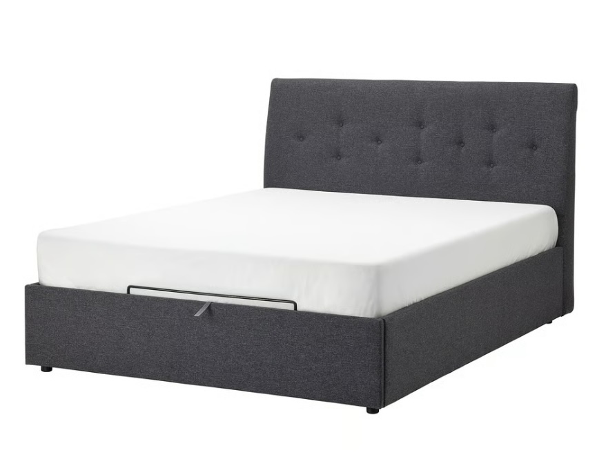 Čalouněná postel IKEA IDANÄS, 160x200 cm, šedá + matrace
