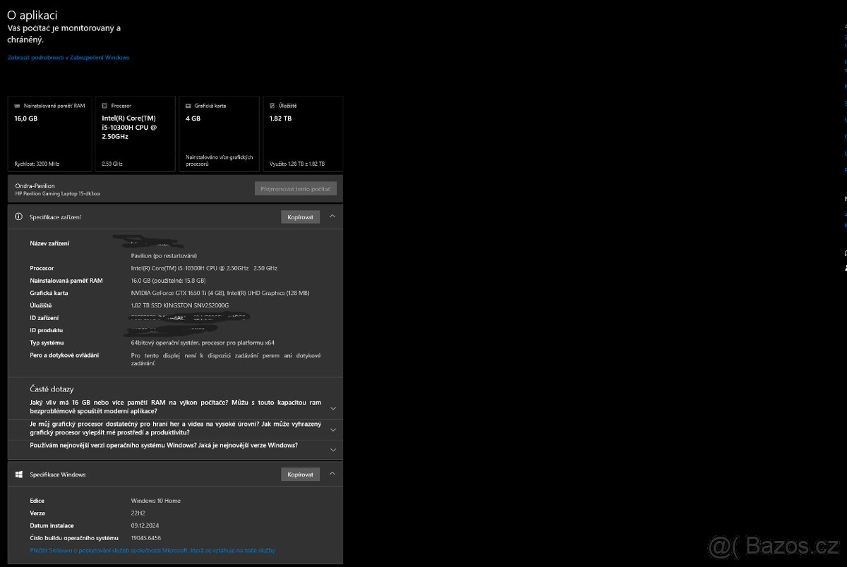 Herní notebook HP pavilion gaming 15