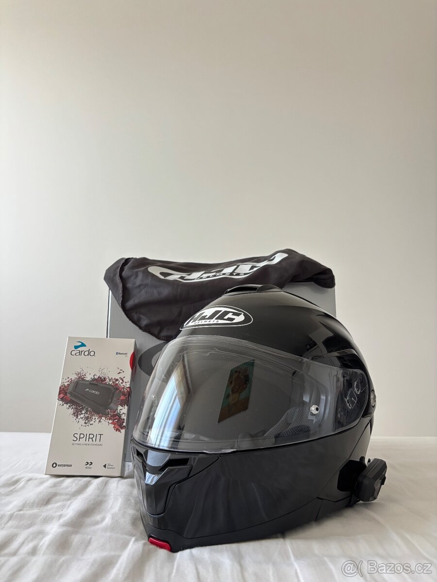 Výklopná přilba HJC C91 Black (Velikost L 59-60) + Cardo Spi