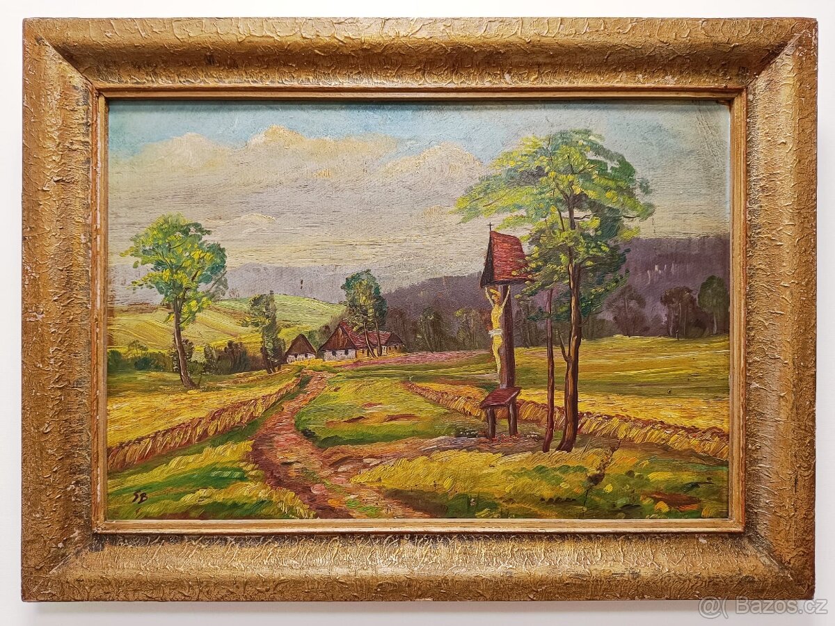 Obraz Boží muka 1950, olejomalba 58x80